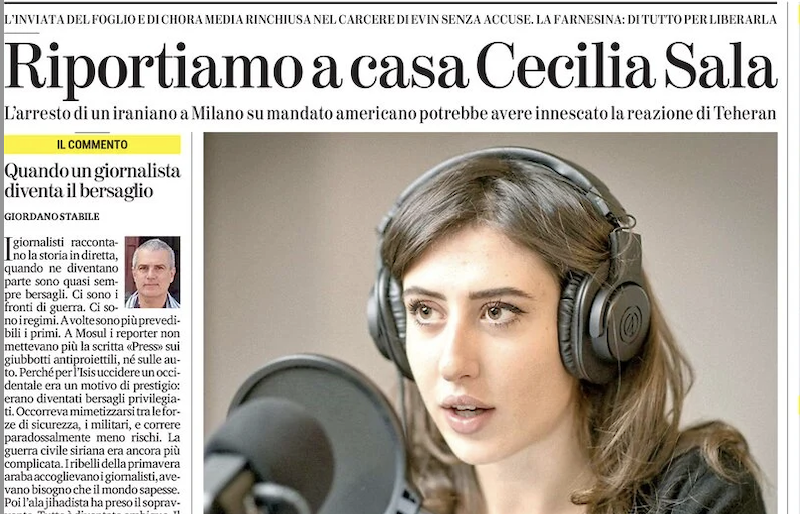 La prima pagina de La Stampa, che invoca la liberazione di Cecilia Sala