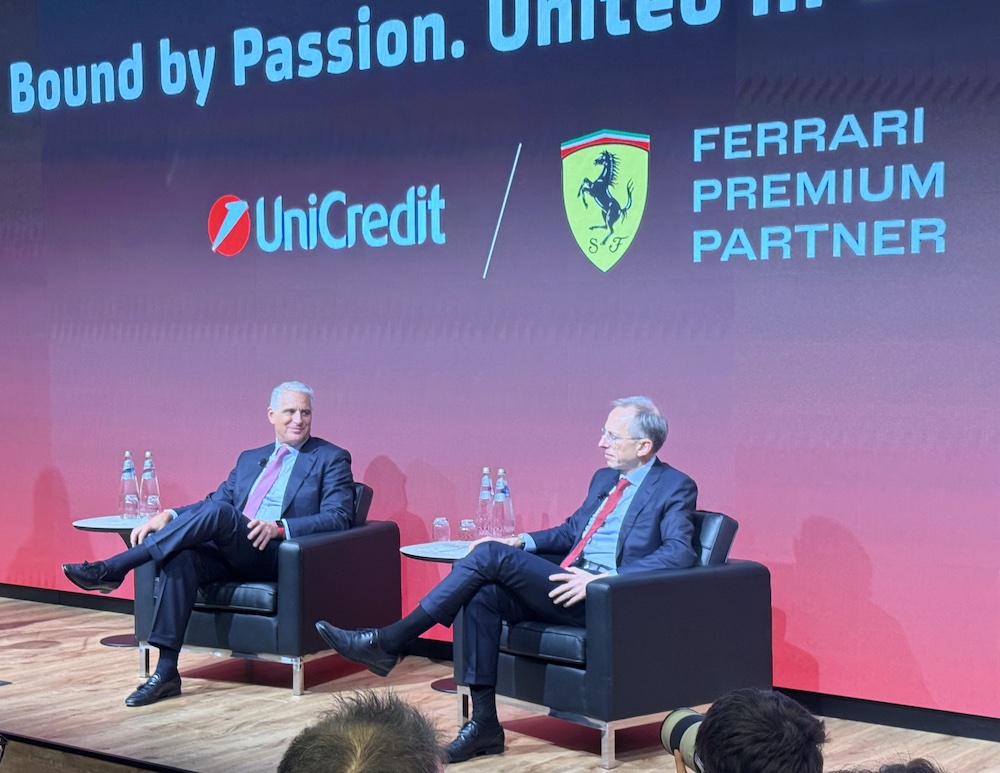 Andrea Orcel (Unicredit) con Benedetto Vigna (Ferrari)